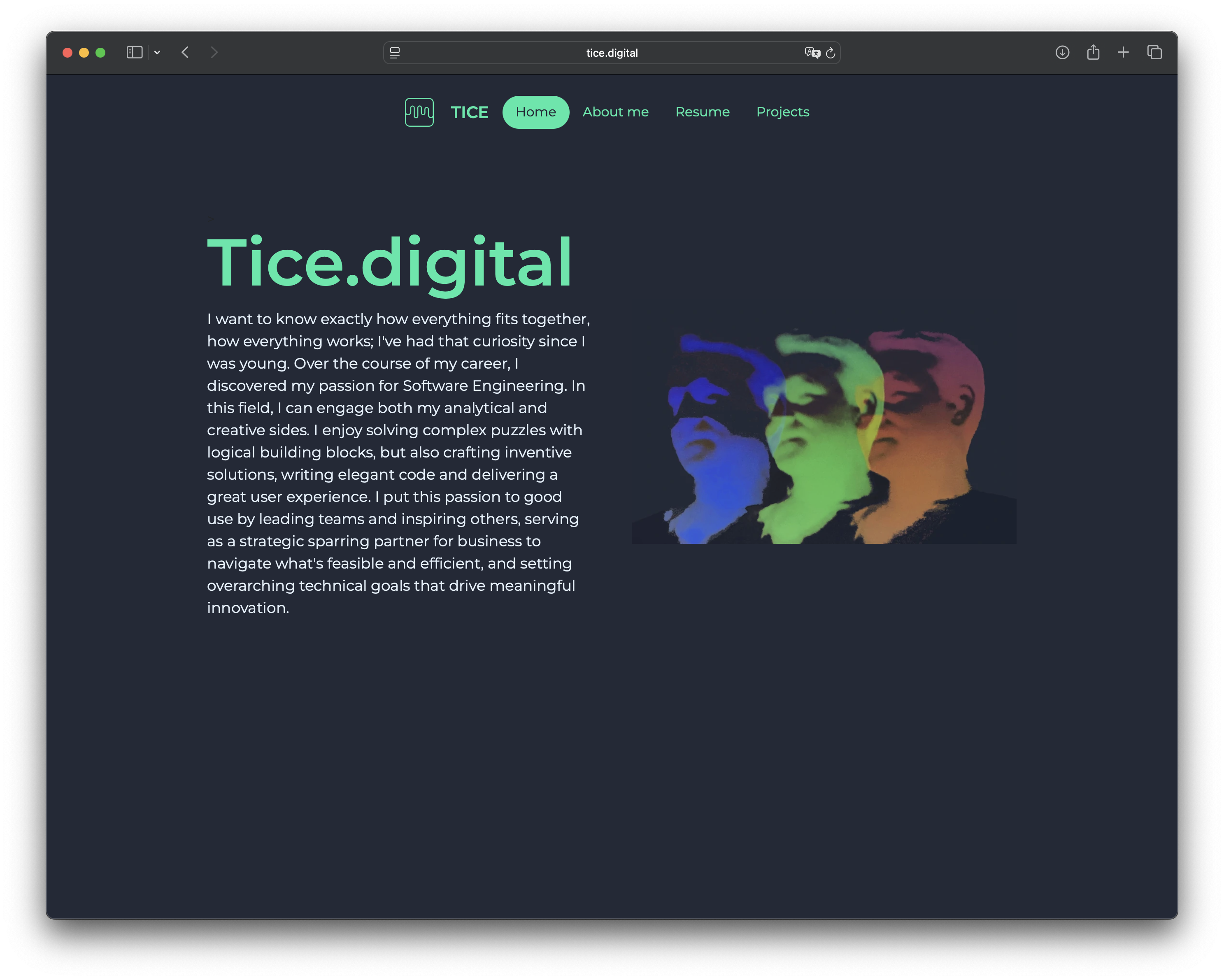 Screenshot of home page
